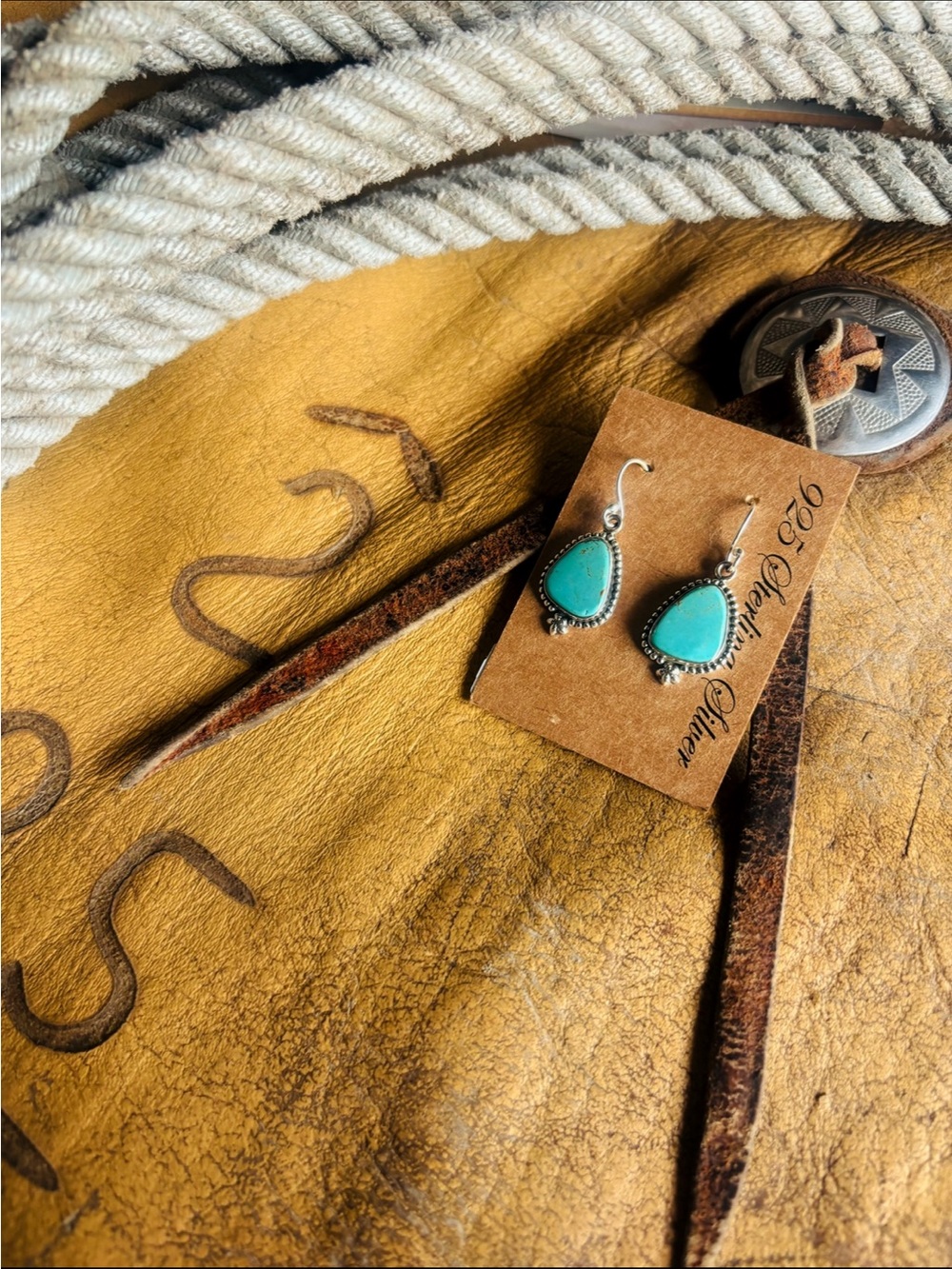 Sterling Silver Kingman Turquoise Teardrop Earrings